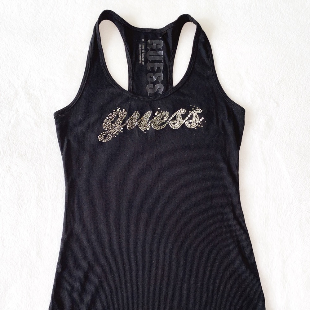 Women’s Jewel Embellished Black Guess Racerback- M